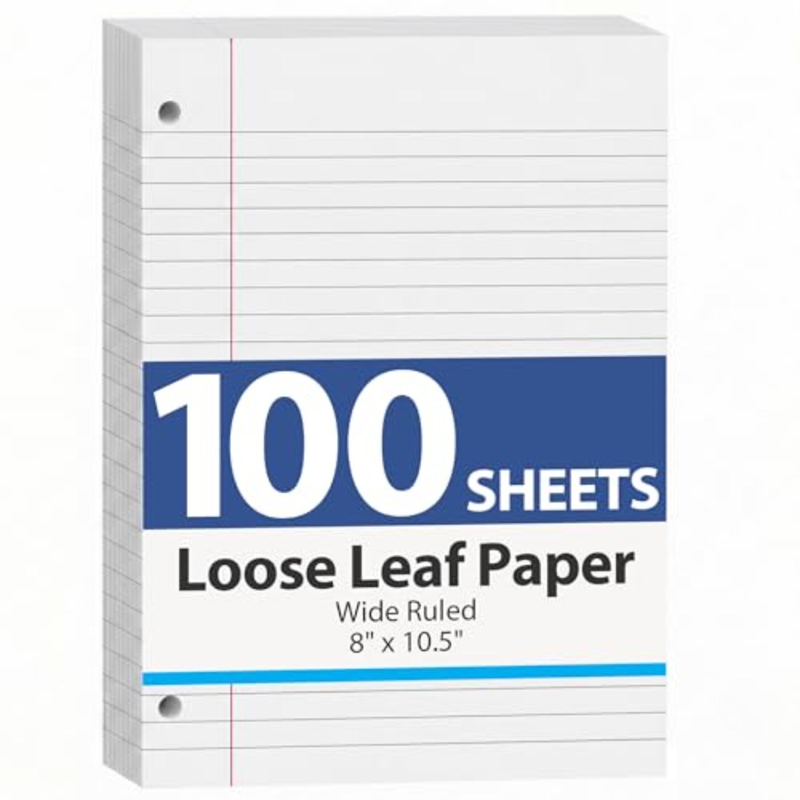 100 Sheets Loose Leaf Paper, 8 - Paper Punch 3 Hole review and price