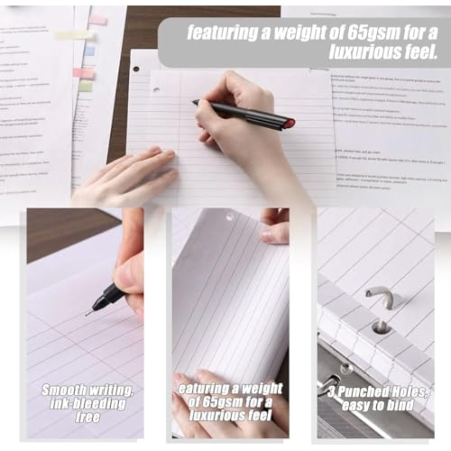 100 Sheets Loose Leaf Paper, 8 - Paper Punch 3 Hole review and price