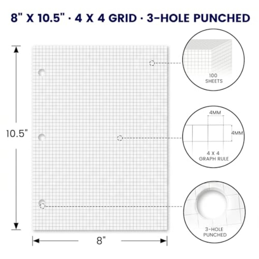 Graph Paper Filler Paper, 100  - Paper Punch 3 Hole review and price
