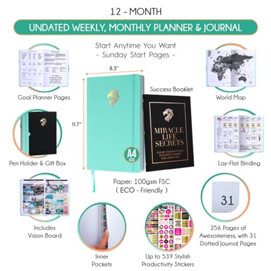 Journal for Men - Undated Dail - Planner Weekly Budget review and price