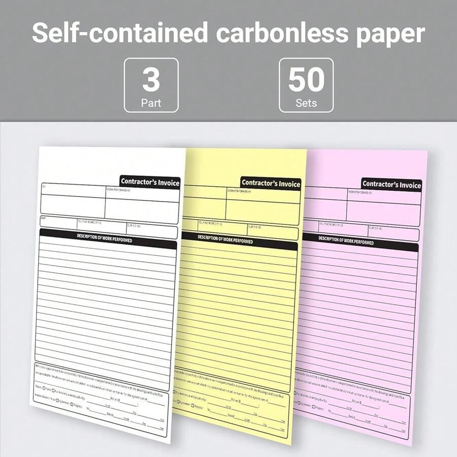 Carbonless Contractor Invoice  - Carbon Copy Book review and price