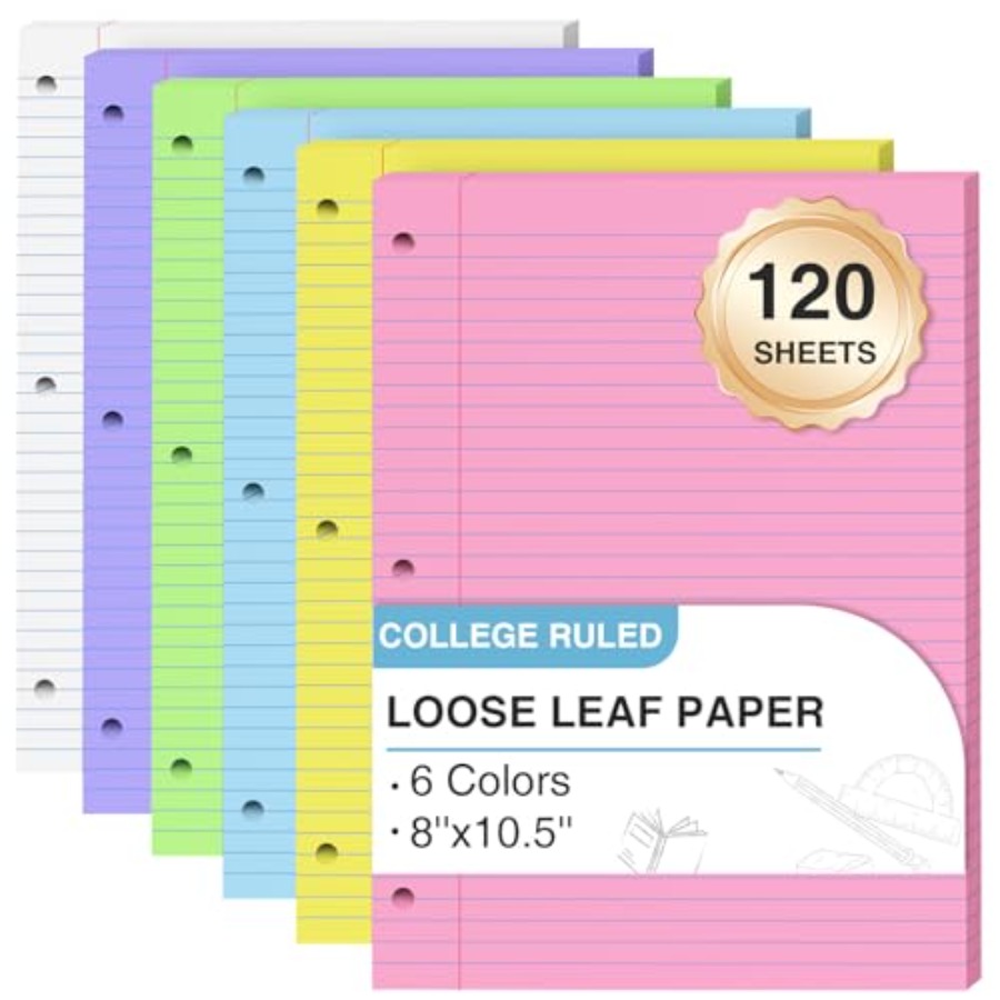 120 Sheets Loose Leaf Paper 8  - Paper Punch 3 Hole review and price