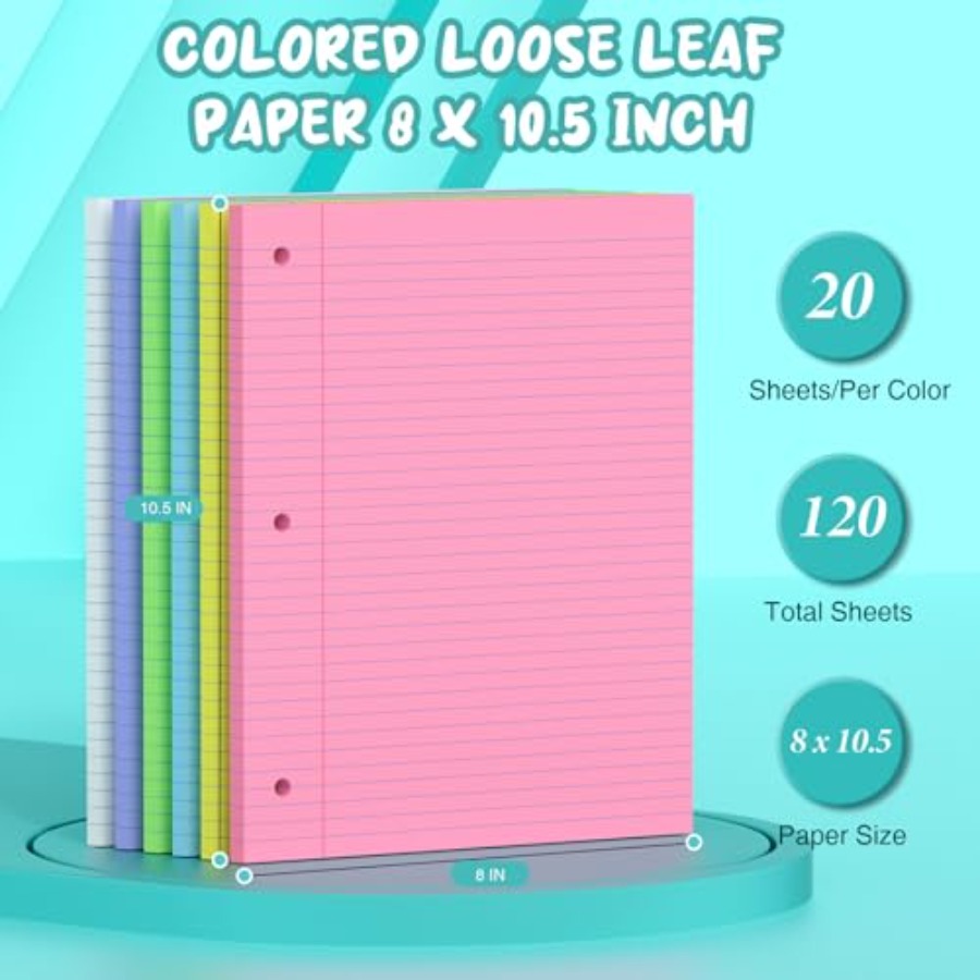 120 Sheets Loose Leaf Paper 8  - Paper Punch 3 Hole review and price