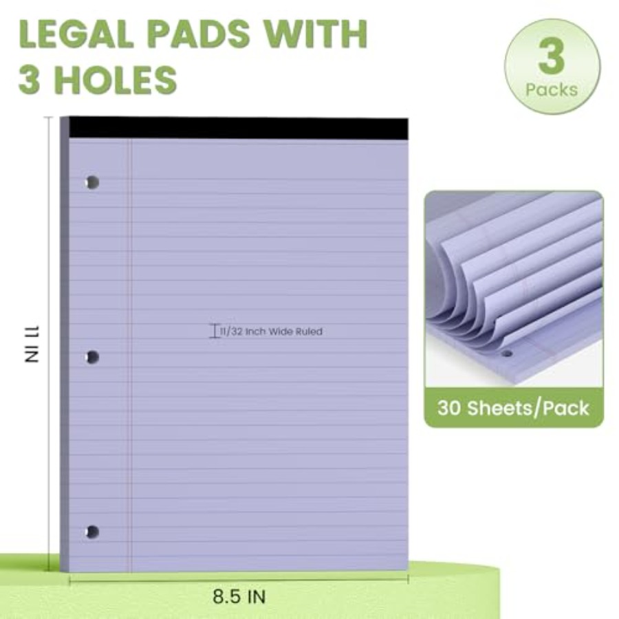 Legal Pads 8.5x11, Purple Lega - Paper Punch 3 Hole review and price